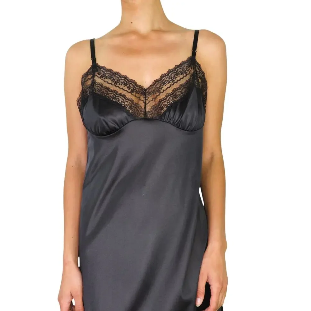 Blair 1980s Vintage Black Lace Slip Lingerie Deadstock NWT Sexy Boudoir Chemise - Picture 2 of 7